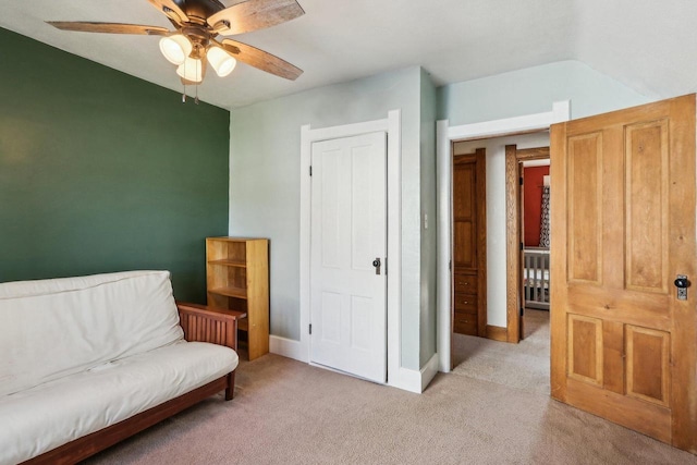 114 E Washington St, West Bend, WI 53095 - sitting room with light carpet, ceiling fan, and baseboards