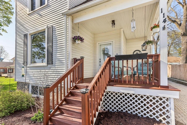 114 E Washington St, West Bend, WI 53095 - property entrance featuring a deck