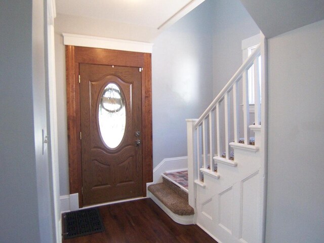 929 Park Ave, Beloit, WI 53511 - foyer featuring stairway and dark wood-style flooring