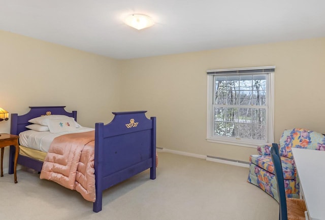 2305 W County Line Rd, River Hills, WI 53217 - carpeted bedroom featuring a baseboard radiator and baseboards
