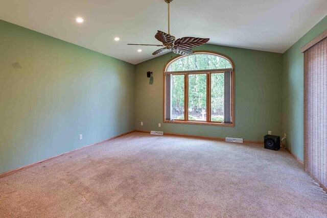 8200 43rd Ave, Kenosha, WI 53142 - carpeted spare room with a ceiling fan, lofted ceiling, baseboards, and recessed lighting