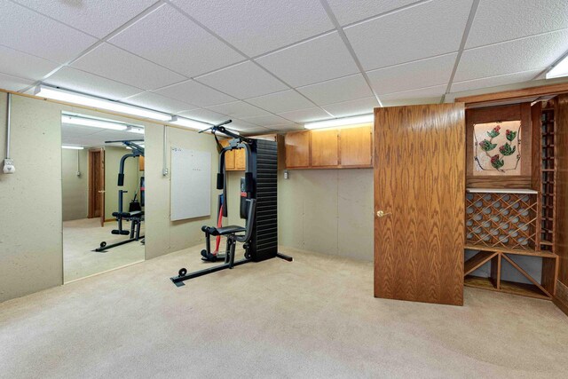 8200 43rd Ave, Kenosha, WI 53142 - exercise room with carpet flooring and a paneled ceiling