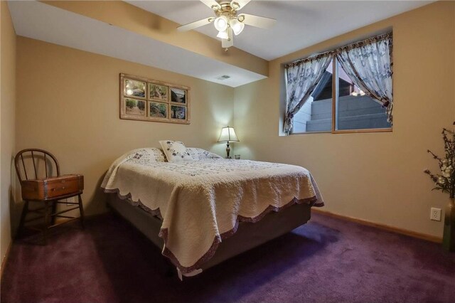 N5502 90th St, Elmwood, WI 54740 - bedroom with carpet, baseboards, and a ceiling fan