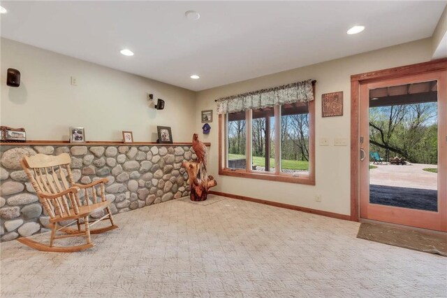 N5502 90th St, Elmwood, WI 54740 - sitting room featuring recessed lighting, carpet, and baseboards