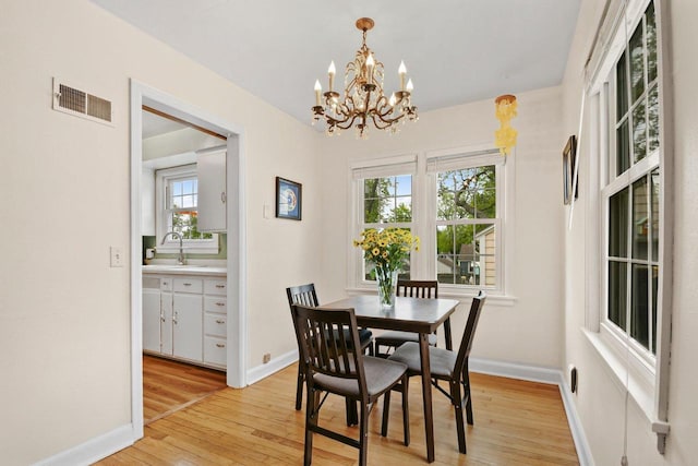4105 Meyer Ave, Madison, WI 53711 - dining space featuring light wood-style flooring, a chandelier, and baseboards