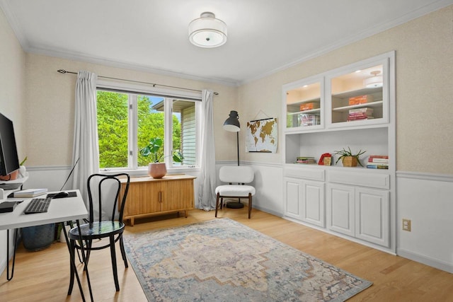 956 Kingston Cir, Sun Prairie, WI 53590 - office with ornamental molding and light wood-type flooring