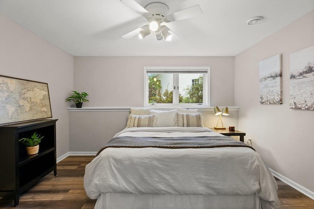 956 Kingston Cir, Sun Prairie, WI 53590 - bedroom with baseboards, wood finished floors, and ceiling fan