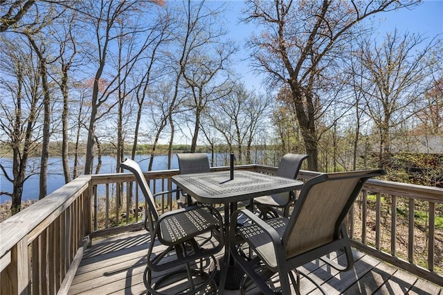 1141 134th Ave, Amery, WI 54001 - wooden deck with a water view and outdoor dining space