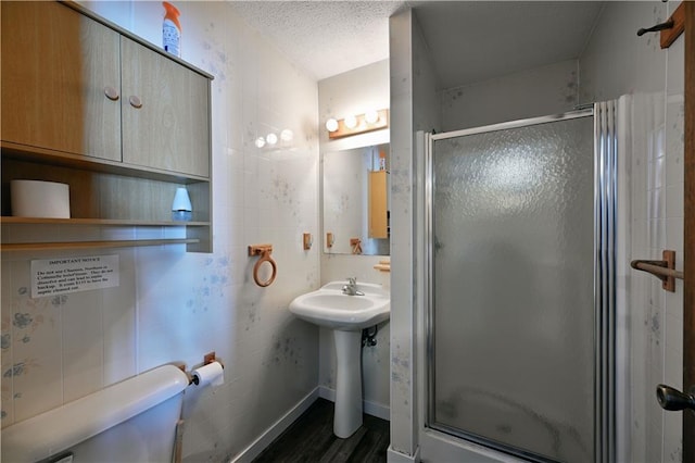 CABIN4 Gruenhagen Rd, Birchwood, WI 54817 - full bath with a shower stall, toilet, wood finished floors, and a sink