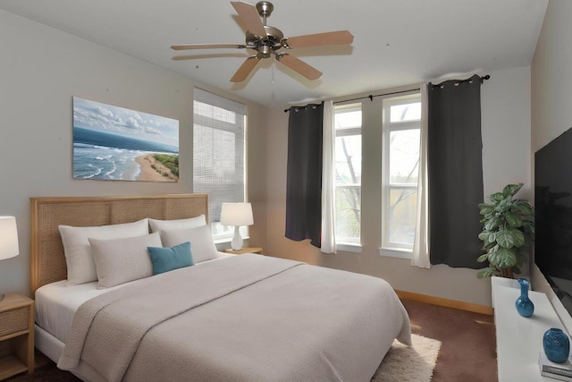 110 S Wisconsin St Unit 2E, Port Washington, WI 53074 - carpeted bedroom featuring a ceiling fan and baseboards