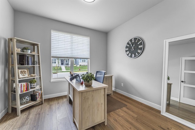 2149 Rosenberg Ln, Sun Prairie, WI 53590 - office area with baseboards and wood finished floors