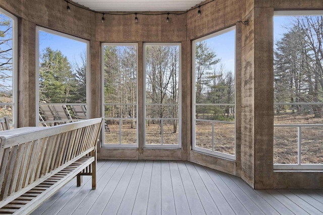 1229 Riverwood Ln, Sobieski, WI 02413 - unfurnished sunroom featuring track lighting and healthy amount of natural light