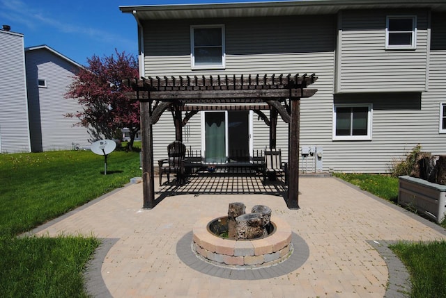 1116 Redwood Ct, Delavan, WI 53115 - view of patio / terrace with a pergola and a fire pit