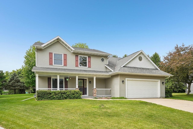 1116 Redwood Ct, Delavan, WI 53115 - view of front facade featuring a garage, driveway, a front yard, and a porch