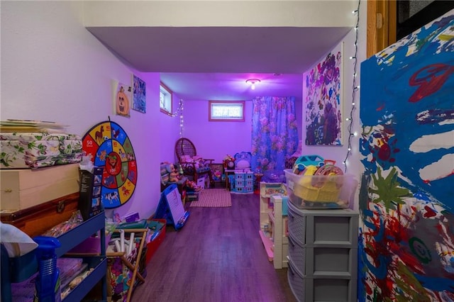 game room featuring wood finished floors