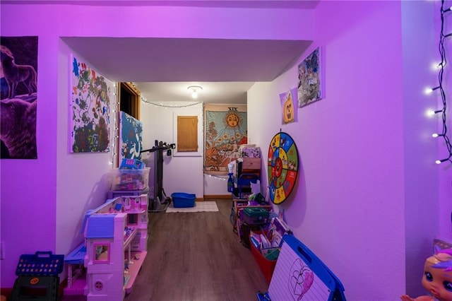 playroom featuring wood finished floors