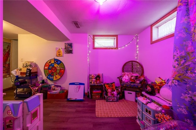 recreation room with wood finished floors