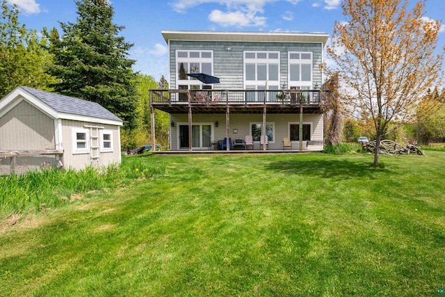 87985 Bark Point Rd, Herbster, WI 54844 - rear view of house featuring a yard and a wooden deck