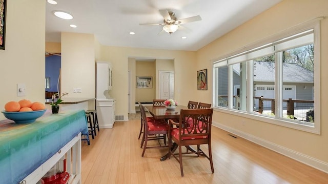 12384 98th St, Chippewa Falls, WI 54729 - dining space featuring light wood-style flooring, ceiling fan, baseboards, and recessed lighting
