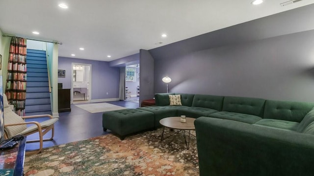 12384 98th St, Chippewa Falls, WI 54729 - living room with concrete floors, recessed lighting, and baseboards