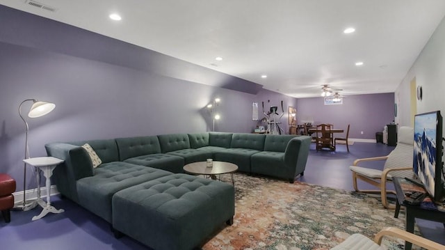 12384 98th St, Chippewa Falls, WI 54729 - living area with a ceiling fan, recessed lighting, and baseboards