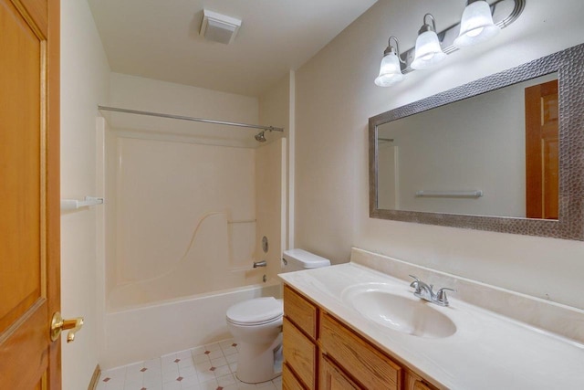 821 Ondossagon Way, Madison, WI 53719 - bathroom with toilet, vanity, shower / tub combination, and tile patterned floors