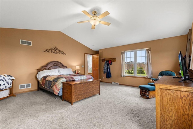 2583 Countryside Ln, Richfield, WI 53076 - bedroom with carpet floors, lofted ceiling, baseboards, and a ceiling fan