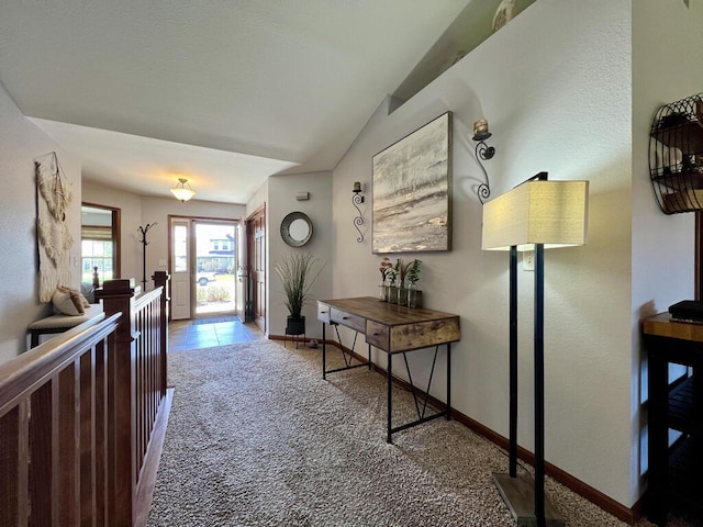 3960 Scenic Way Unit 4, Franksville, WI 53126 - foyer with carpet floors, baseboards, and lofted ceiling