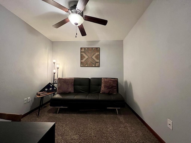 3960 Scenic Way Unit 4, Franksville, WI 53126 - living area with carpet, ceiling fan, and baseboards