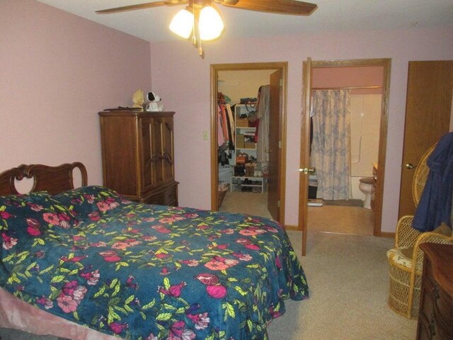 bedroom featuring carpet flooring and a ceiling fan