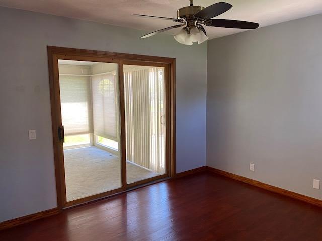 301 E Coldspring Ave, Madison, WI 53716 - empty room featuring wood finished floors, baseboards, and ceiling fan