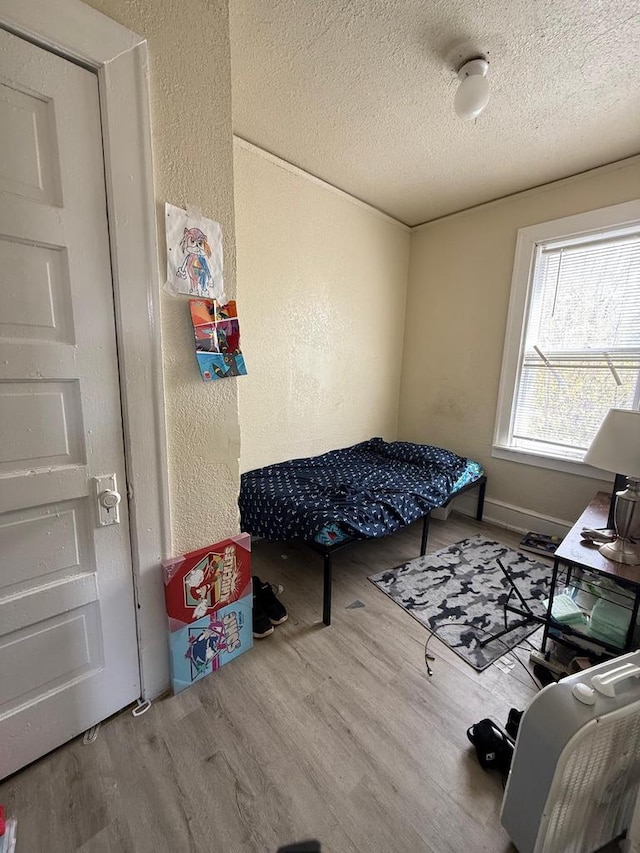 3332 N Richards St, Milwaukee, WI 53212 - bedroom with a textured wall, wood finished floors, and a textured ceiling
