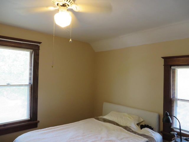 944 9th St, Beloit, WI 53511 - bedroom featuring lofted ceiling and ceiling fan