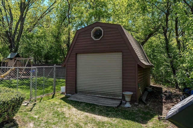 7929 N Pine View Dr, Edgerton, WI 53534 - view of shed with a playground