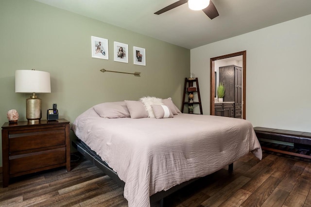 7929 N Pine View Dr, Edgerton, WI 53534 - bedroom featuring wood finished floors and ceiling fan