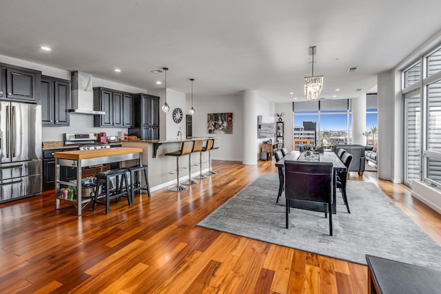 601 E Ogden Ave Unit 803, Milwaukee, WI 53202 - dining area with wood finished floors, recessed lighting, and a chandelier