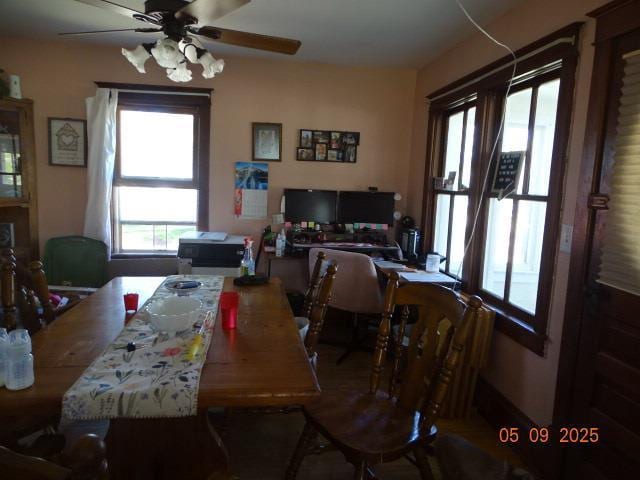 413 S Howard St, Princeton, WI 54968 - dining space with plenty of natural light and ceiling fan