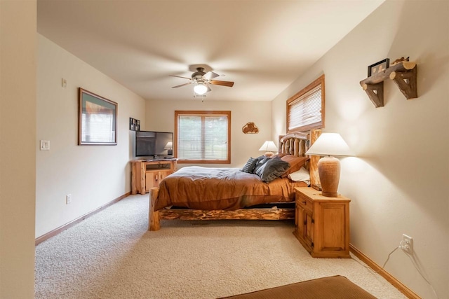 1839-6 20th Blvd Unit 0206, Arkdale, WI 54613 - bedroom featuring light carpet, baseboards, and ceiling fan