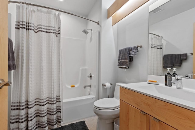 2191 County Road G, Nekoosa, WI 54457 - bathroom featuring toilet, shower / bath combo, vanity, and tile patterned flooring