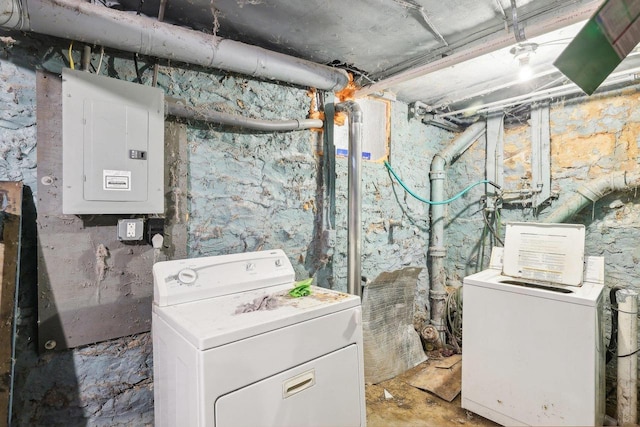 604 9th Ave, Baraboo, WI 53913 - laundry room featuring electric panel and washer and clothes dryer