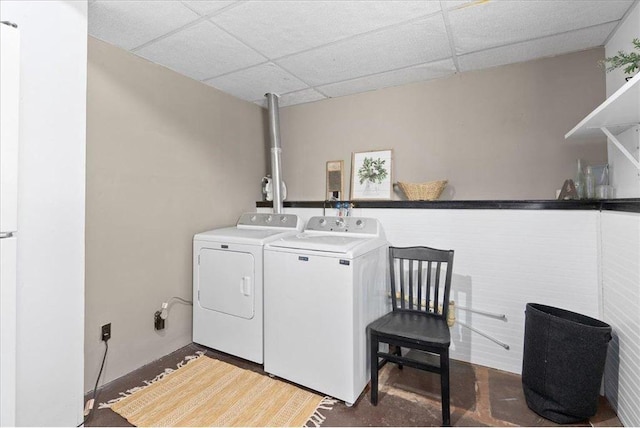 E7065 County Road B, Colfax, WI 54730 - washroom with washing machine and dryer