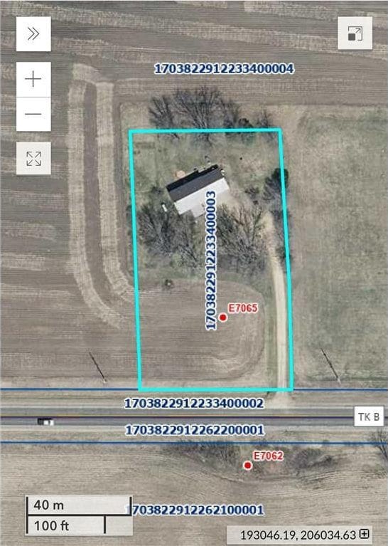 E7065 County Road B, Colfax, WI 54730 - map of property location featuring property boundaries highlighted
