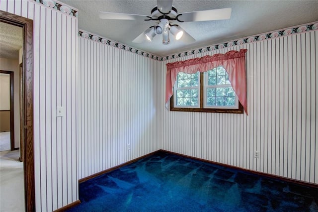1206 Nixon Ave, Eau Claire, WI 54701 - carpeted empty room featuring a textured ceiling, ceiling fan, and baseboards