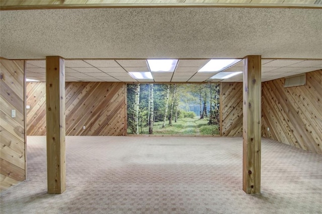 1206 Nixon Ave, Eau Claire, WI 54701 - finished below grade area featuring carpet flooring, a drop ceiling, and wooden walls