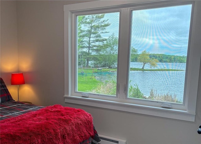 11445 State Highway 48, Luck, WI 54853 - bedroom featuring baseboard heating and a water view