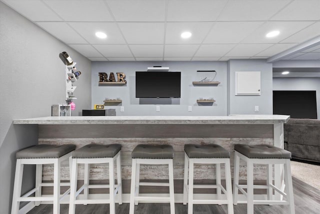 W127S9630 Scott Krause Dr, Muskego, WI 53150 - indoor dry bar with wood finished floors, a paneled ceiling, and recessed lighting