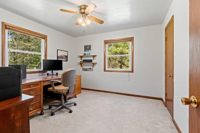 2289 Northwood Rd, Green Bay, WI 54313 - office space with light colored carpet, ceiling fan, and baseboards