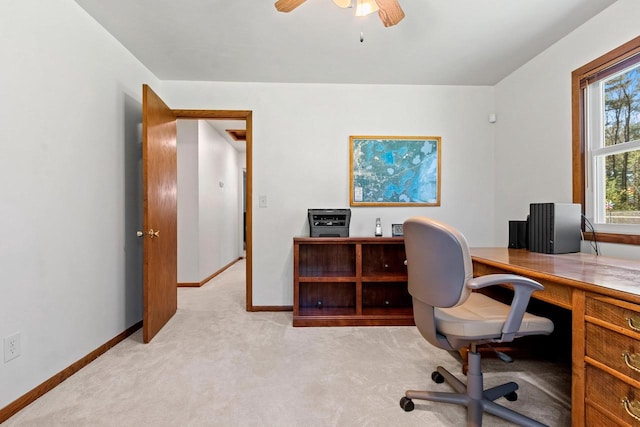 2289 Northwood Rd, Green Bay, WI 54313 - office space with light carpet, a ceiling fan, and baseboards