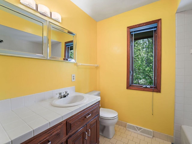 18585 Woodberry Ct, Brookfield, WI 53045 - bathroom with toilet, vanity, a tub to relax in, tile patterned floors, and a shower