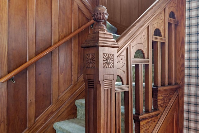 290 S Bridge St, Markesan, WI 53946 - stairs featuring wood walls